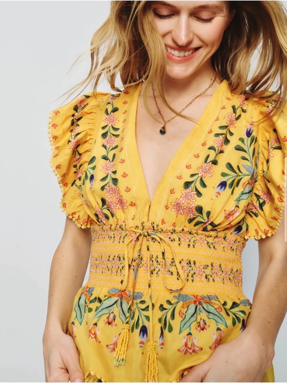 Farm Rio Delicate Flowers & Stripes Blouse